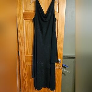 Jeffrey & Dara Evenings Woman By Tom Barra Elegant Asymmetrical Black Dress, 18W
